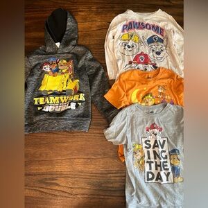 4 Paw Patrol Boys Size 4/4t Sweatshirt, Longsleeve & 2 T-Shirts